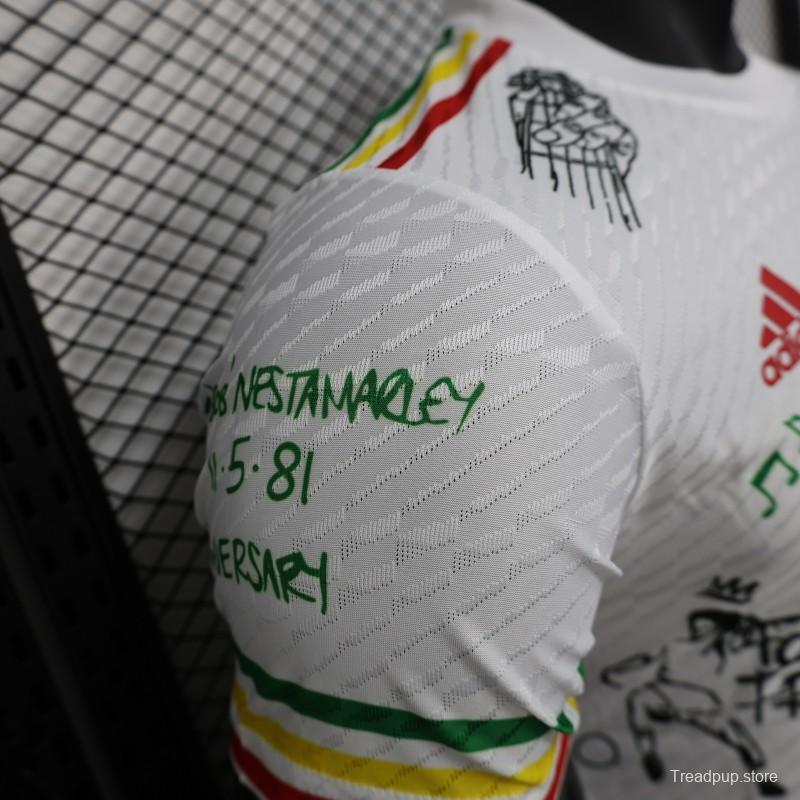 Player Version 25/26 Ajax White Jersey with Bob Marley Tribute Design