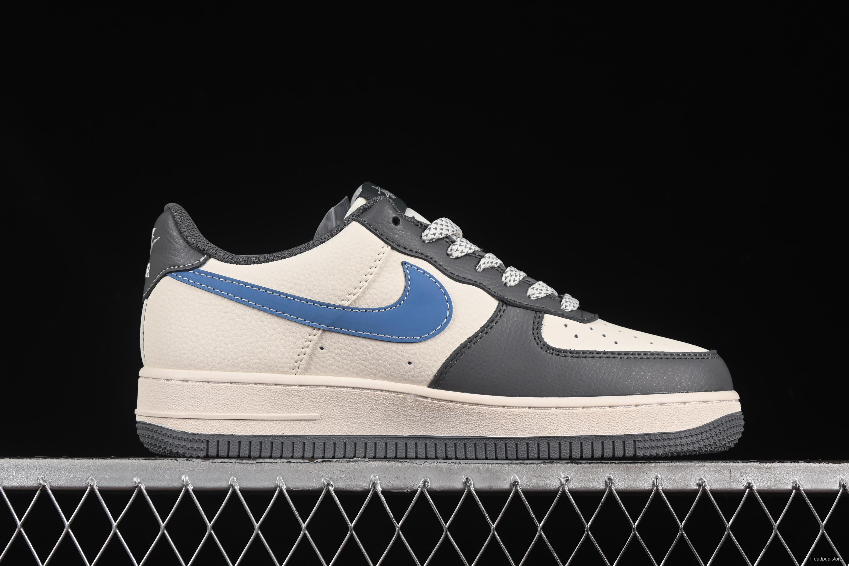 Nike Air Force 1 '07 Low Stussy Collaboration Light Grey Sky Blue Swoosh Casual Sneakers - XS1958-574