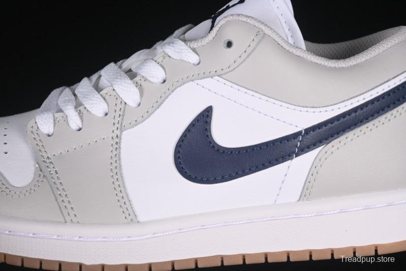 Nike Air Jordan 1 Low AJ1 Casual Sneakers with Blue Swoosh - 553558-146