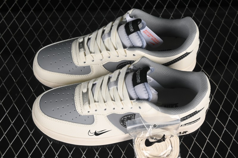 Nike Air Force 1 '07 Low Supreme Collaboration Beige Gray Building Blocks Casual Sneakers - XS1958-568