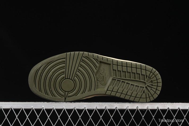 Nike Air Jordan 1 Low AJ1 Military Green White Casual Lifestyle Sneakers - DC0774-122