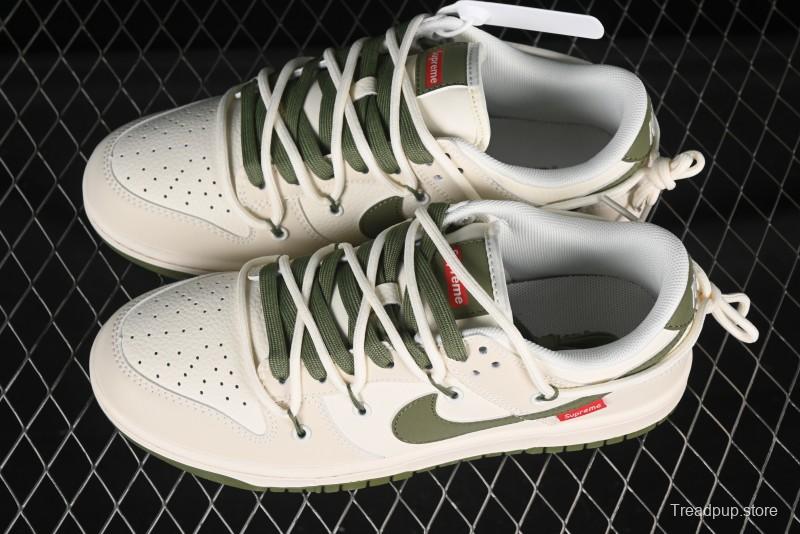 Nike SB Dunk Low Sup Anniversary Customized Low-Top Skateboarding Shoes with Strap and Green Swoosh - DM6868-090