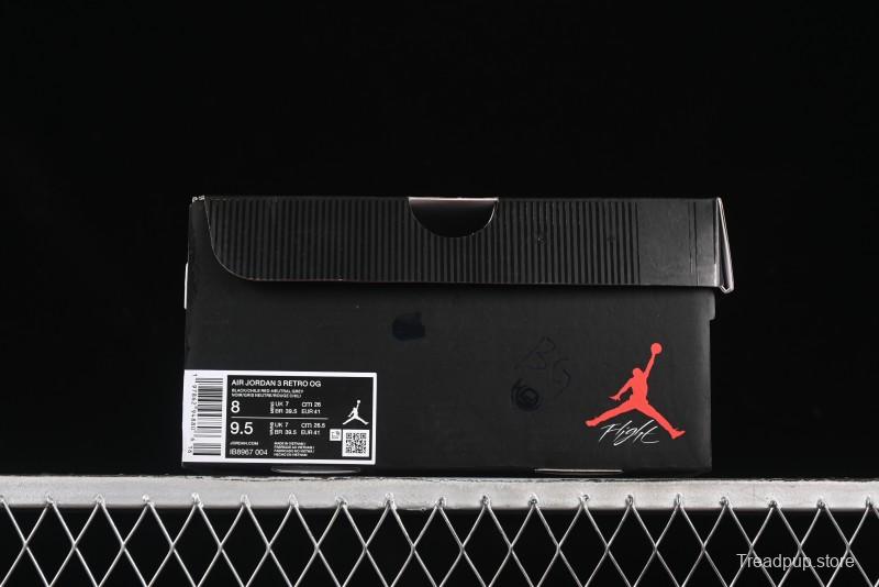 Nike Air Jordan 3 Retro OG Rare Air Sneakers with Small Reverse Swoosh - IB8967-004