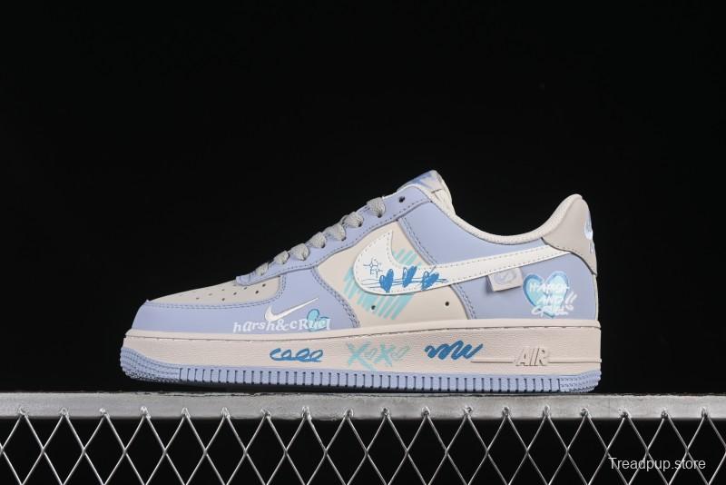 Nike Air Force 1'07 Low "Blue Star Love" 520 Series Limited Edition Casual Sneakers - DB3301-991