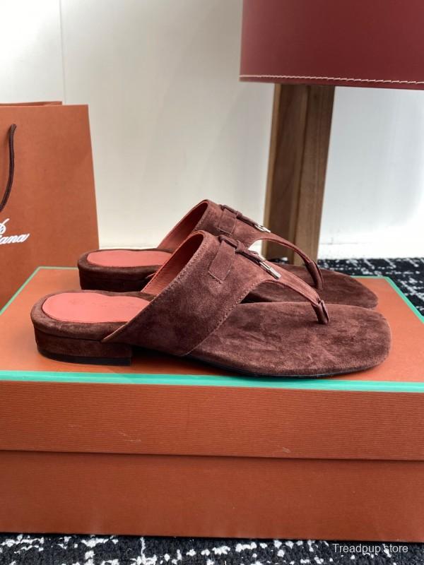 2025 Women Le Parmentier Brown Suede Slippers KFY00280
