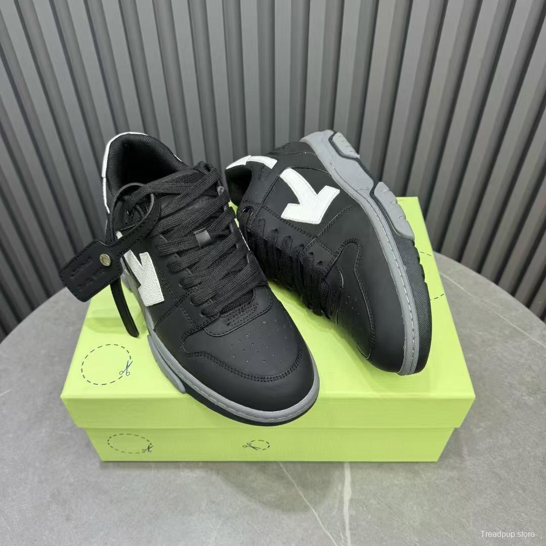 2025 Unisex Off-White Black White Leather Sneakers KFY00320