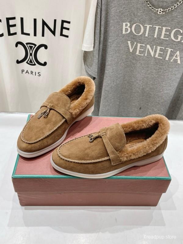 2024 Women Le Parmentier brown suede shearling loafers