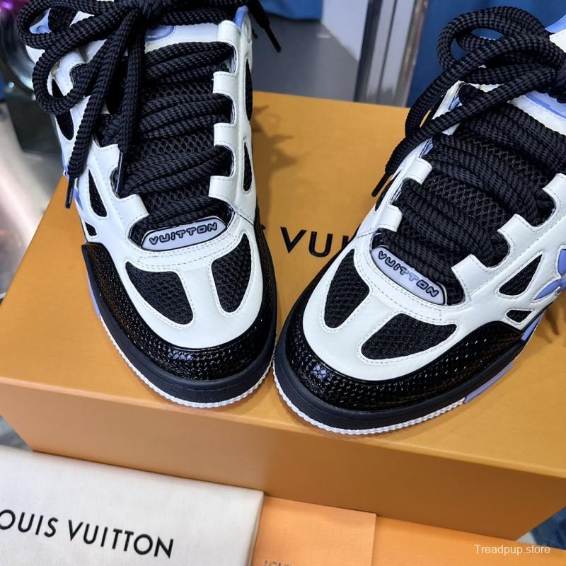 2025 Unisex Louis Vuitton White Black Blue Leather Mesh LV Trainer