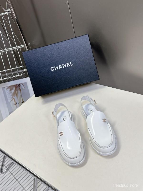 2025 Women Chanel White Leather Loafers