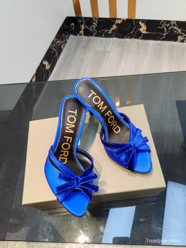 2025 Women TOM FORD Blue Velvet High Heel Mules