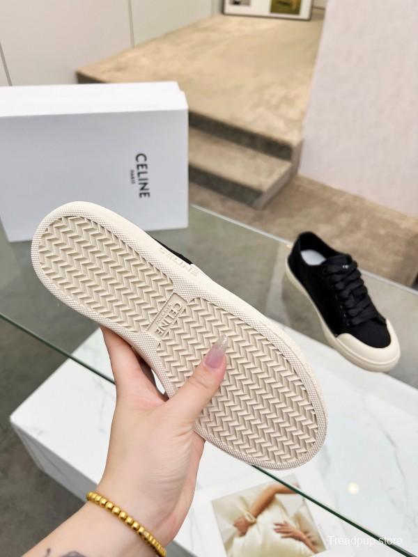2025 Women Celine Black Canvas Sneakers LY00210