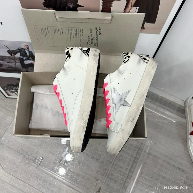2025 Women GGDB White Pink Leather Sneakers