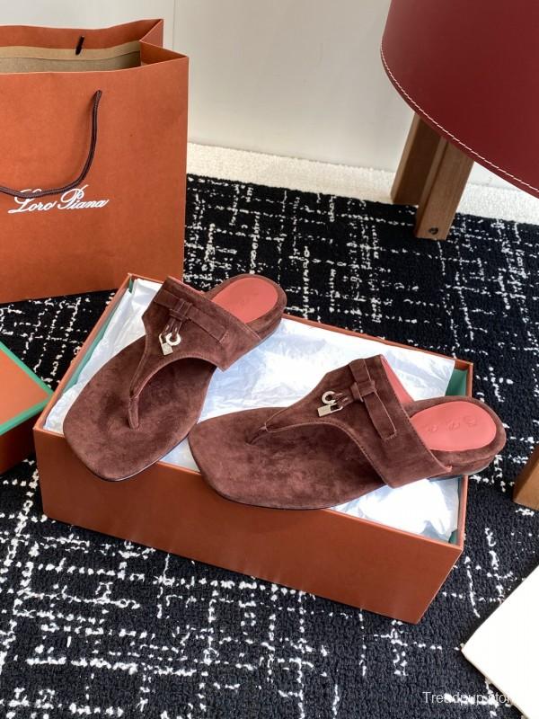 2025 Women Le Parmentier Brown Suede Slippers KFY00280