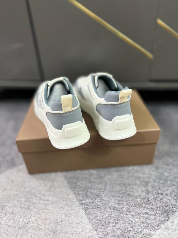 2024 Unisex Burberry White Grey Leather Casual Shoes MJ00251