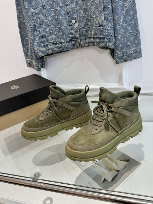 2024 Unisex UGG Black Chestnut Military Green Sheepskin Work Boots MJ00300