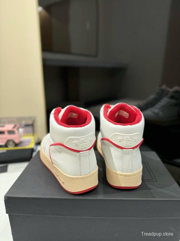 2024 Unisex Yves Saint Laurent White Red Leather Sneakers MJ00390