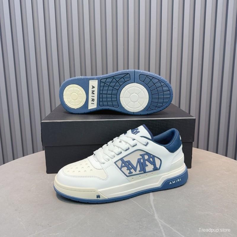 2025 Unisex Amiri White Blue Leather Sneakers MJ00360