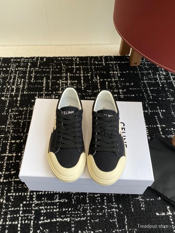 2025 Women Celine Black Canvas Sneakers CR-03