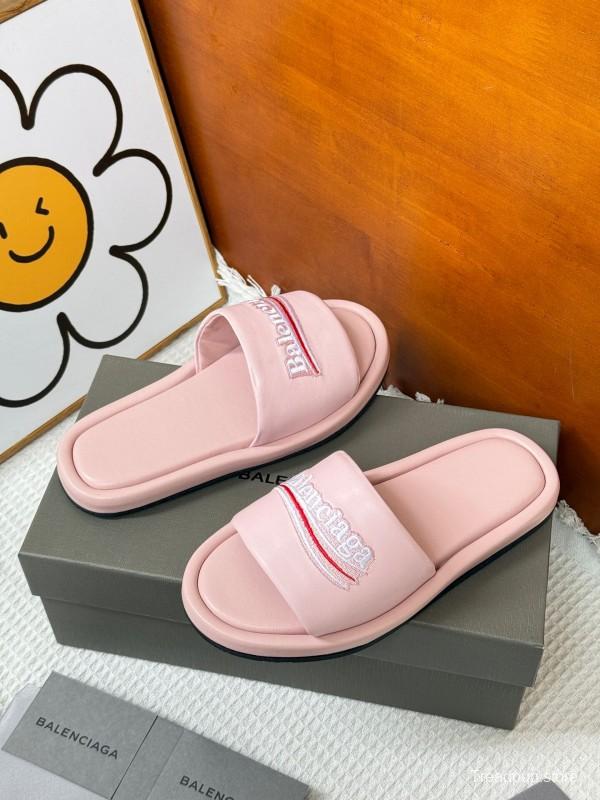 2025 Balenciaga Pink Rubber Slippers