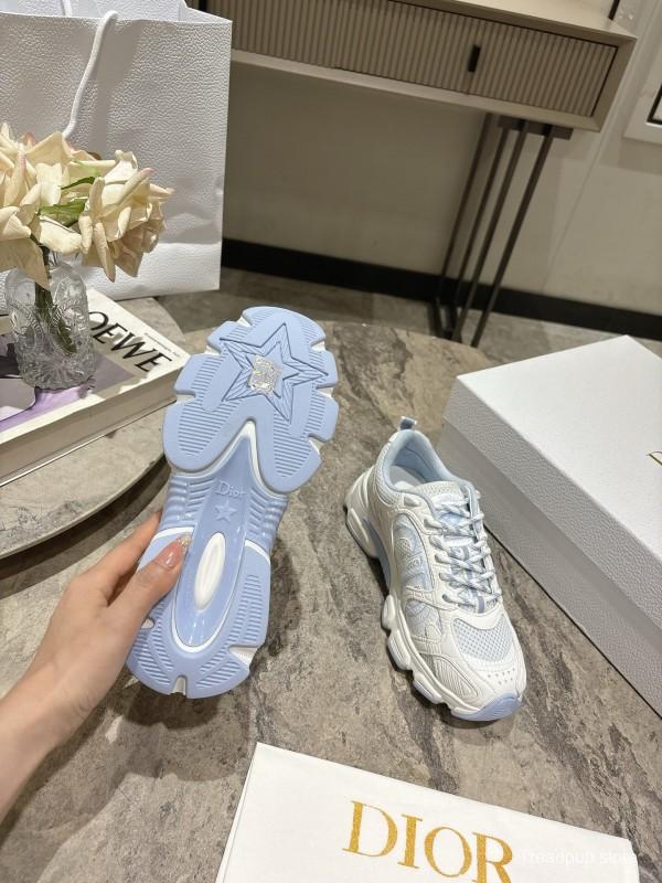 2025 Women Dior White Mesh Leather Sneakers