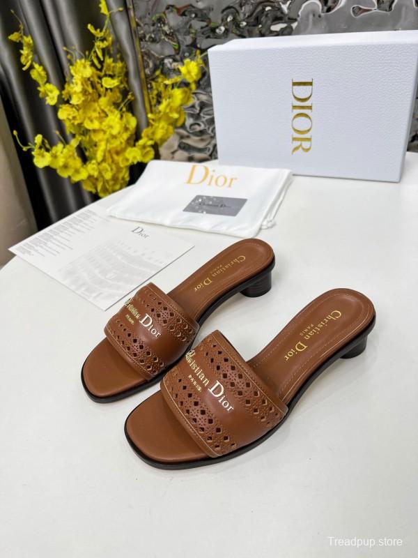 2025 Women Dior Brown Leather Sandals LY00210