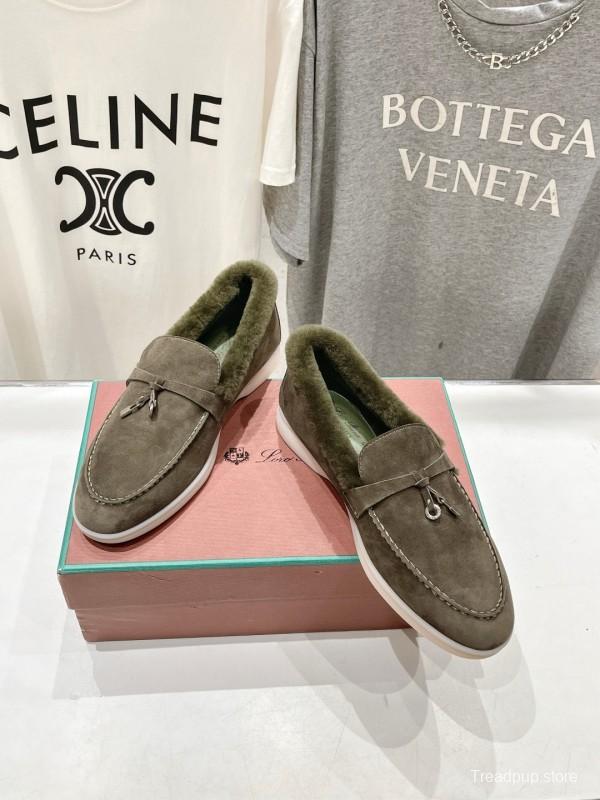 2024 Women LP Brown Suede Loafers With Wool Lining MJ00300