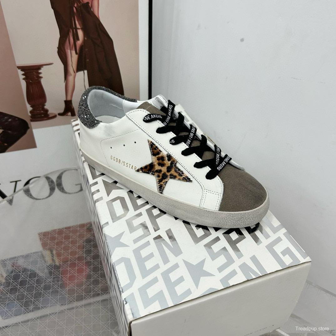 2025 Women GGDB White Leopard Suede Leather Sneakers