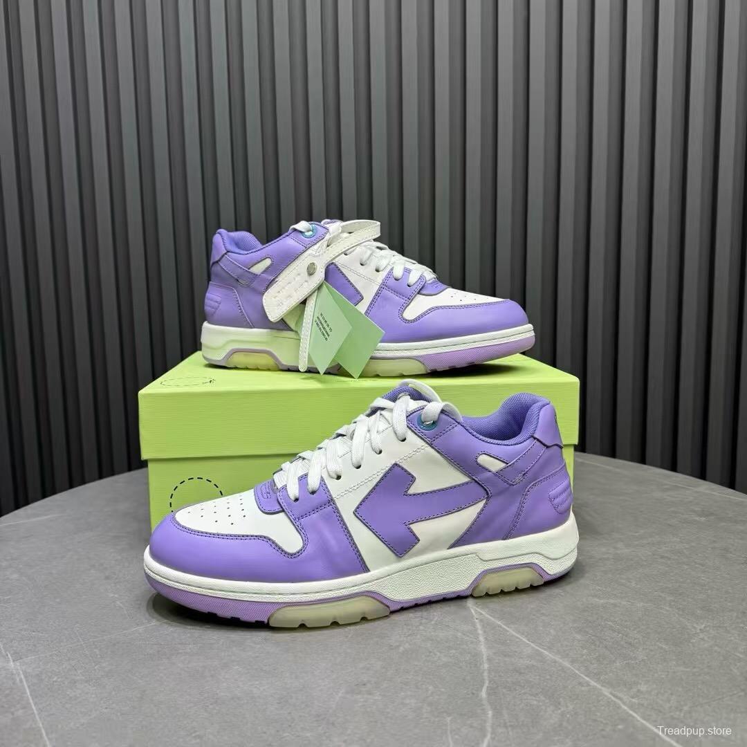 2025 Unisex Off-White Purple White Leather Sneakers KFY00320