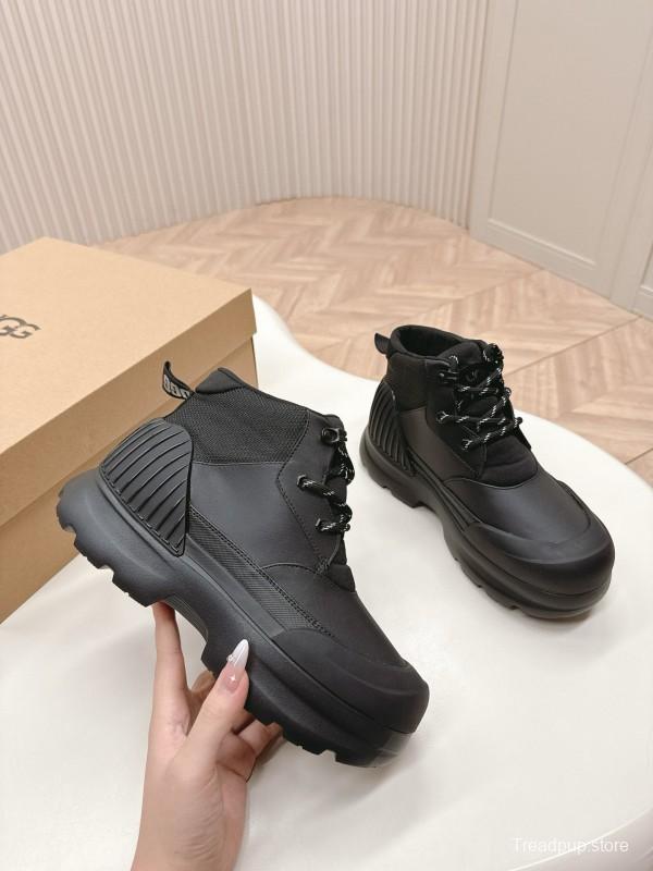 2024 Women UGG Black Suede Snow Boots High Top Lace-Up MJ00320