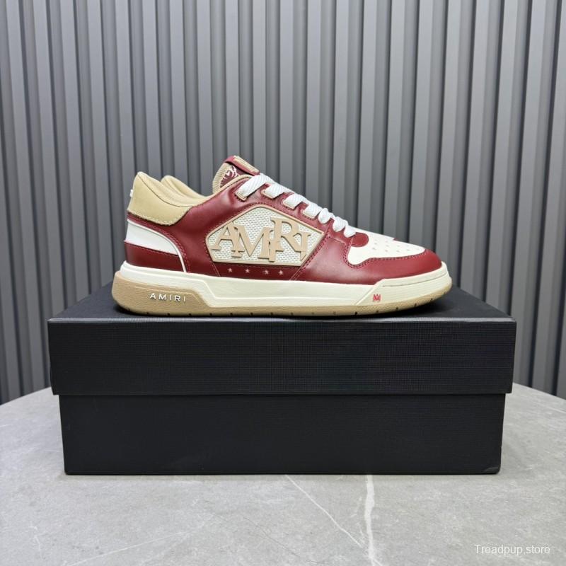 2025 Unisex Amiri Red White Beige Leather Sneakers MJ00360