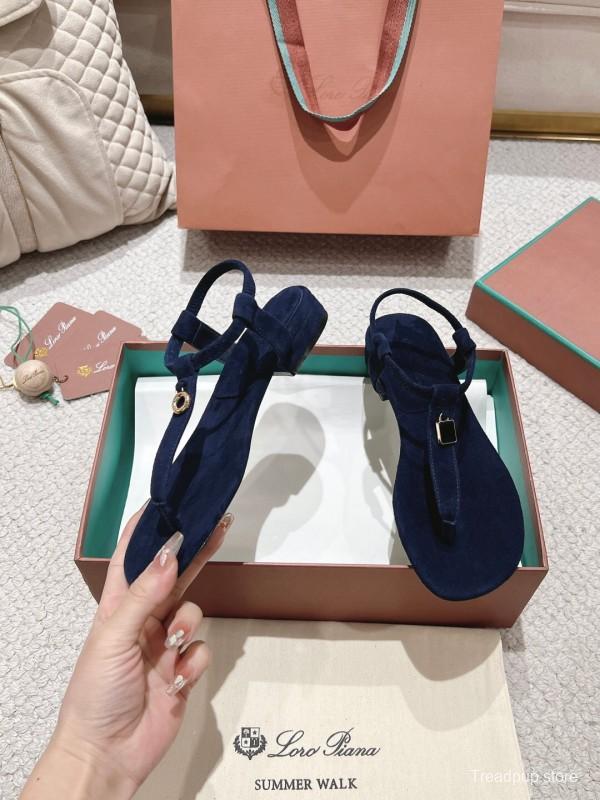 2025 Women LP Navy Suede Sandals LY00000