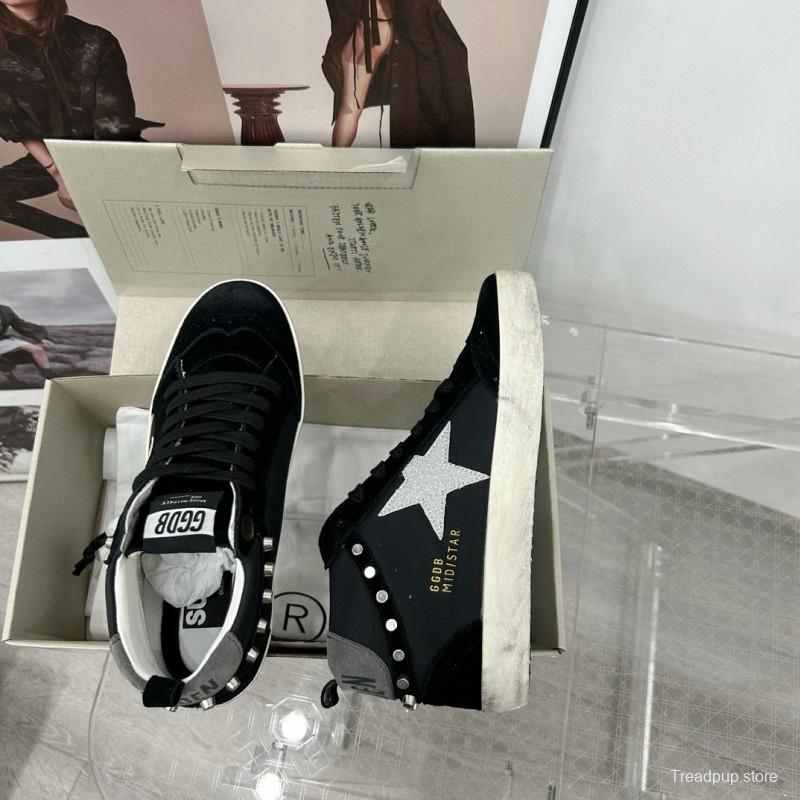 2024 Unisex GGDB Black Silver Suede Leather High Top Sneakers MJ00300
