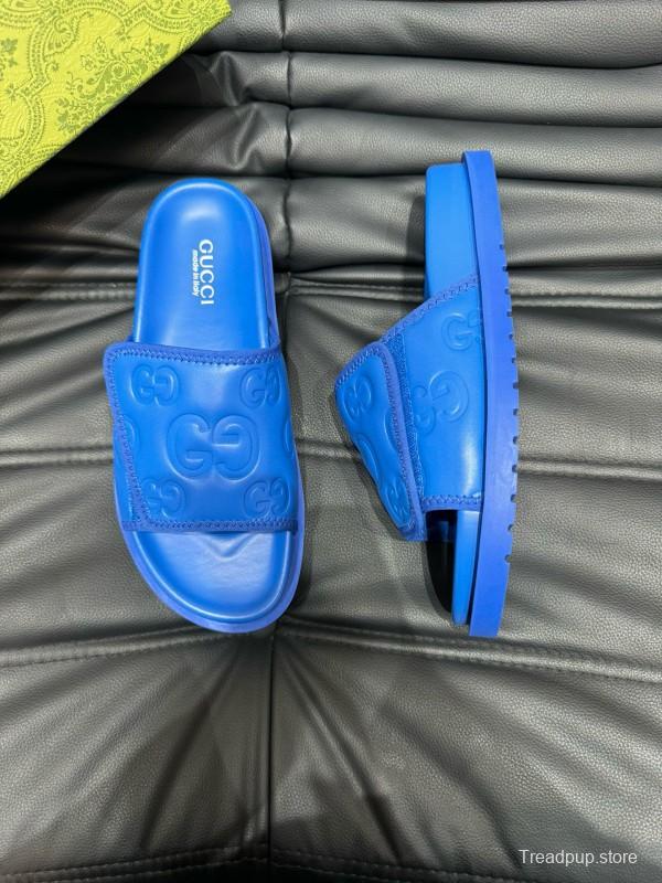 2024 Slippers Gucci Blue Leather Slippers MJ00200