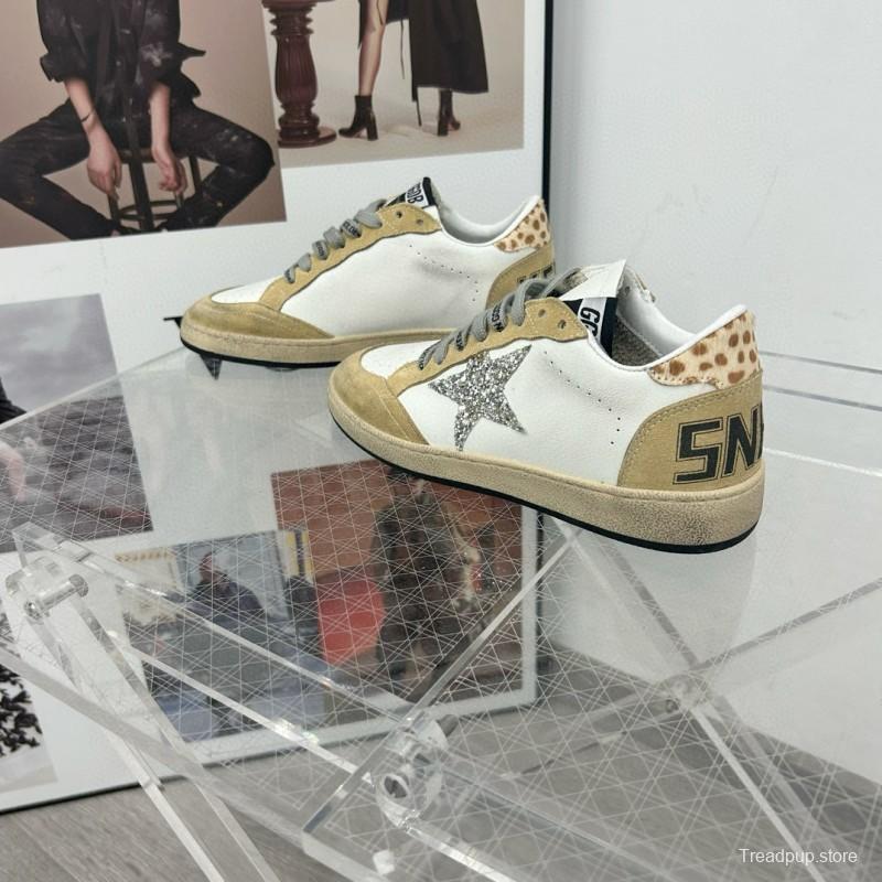 2024 Unisex GGDB White Beige Glitter Suede Leather Low Top Sneakers MJ00260