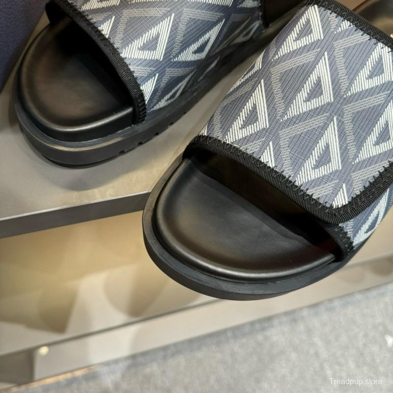 2024 Dior Black Gray Canvas Slippers MJ00180
