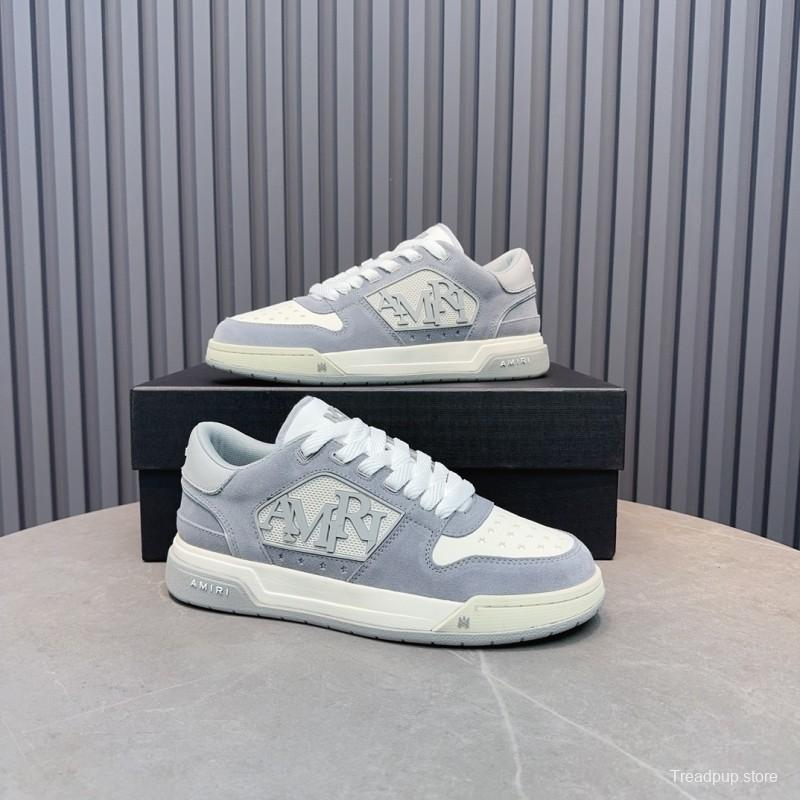2025 Unisex Amiri White Grey Leather Suede Sneakers MJ00360