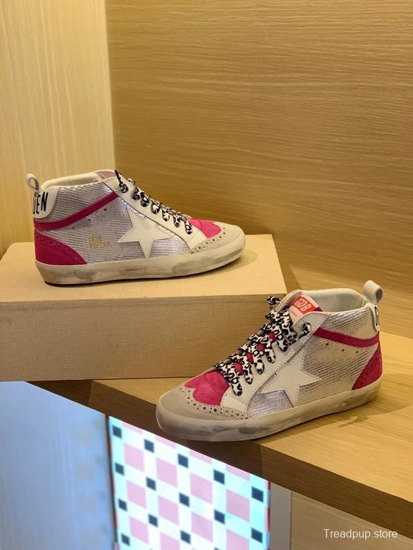 2024 Unisex GGDB White Pink Leather Suede High Top Sneakers MJ00300