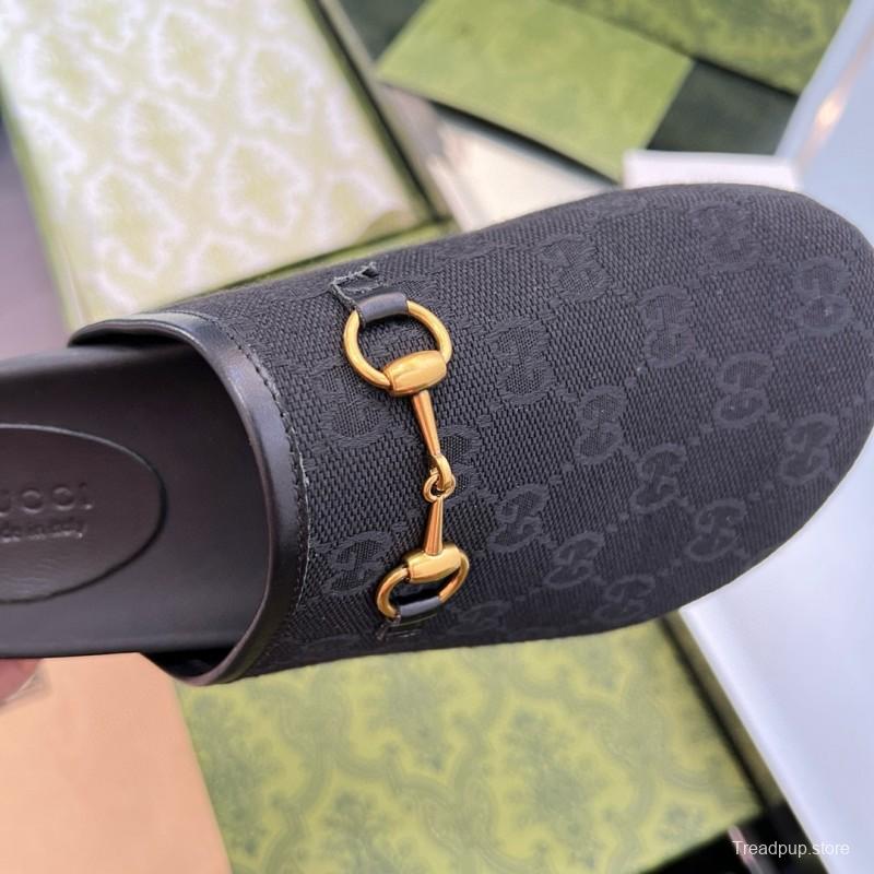 2024 Slippers Gucci Black Leather Slippers MJ00280