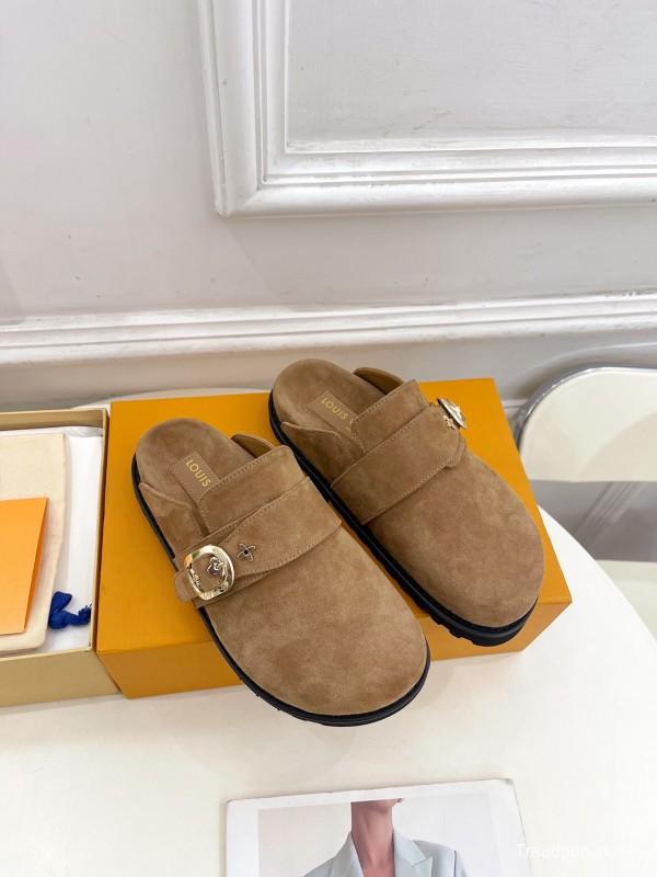 2025 Slippers LV Brown Suede Slippers