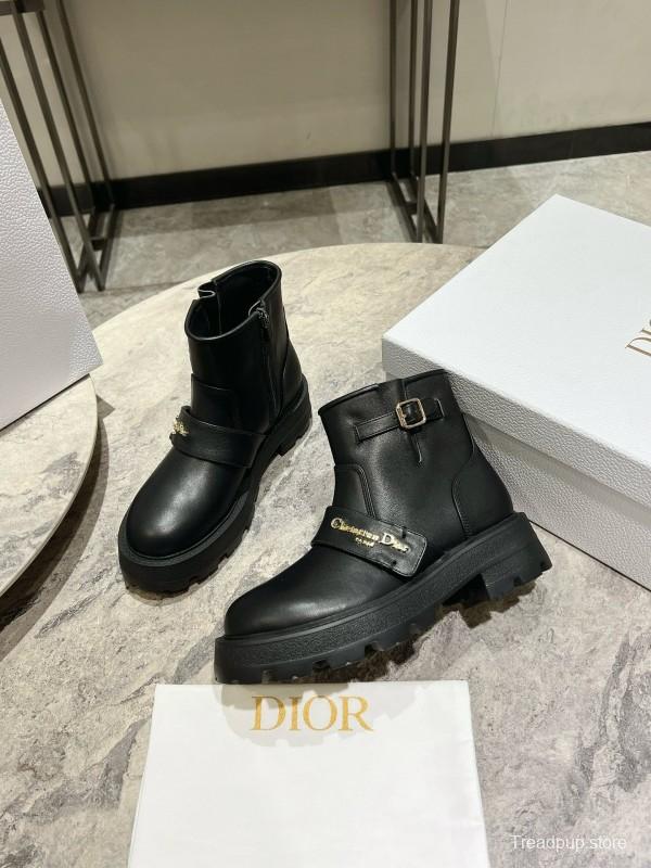 2024 Women Dior Black Calfskin Leather Ankle Boots Hardware MJ00430