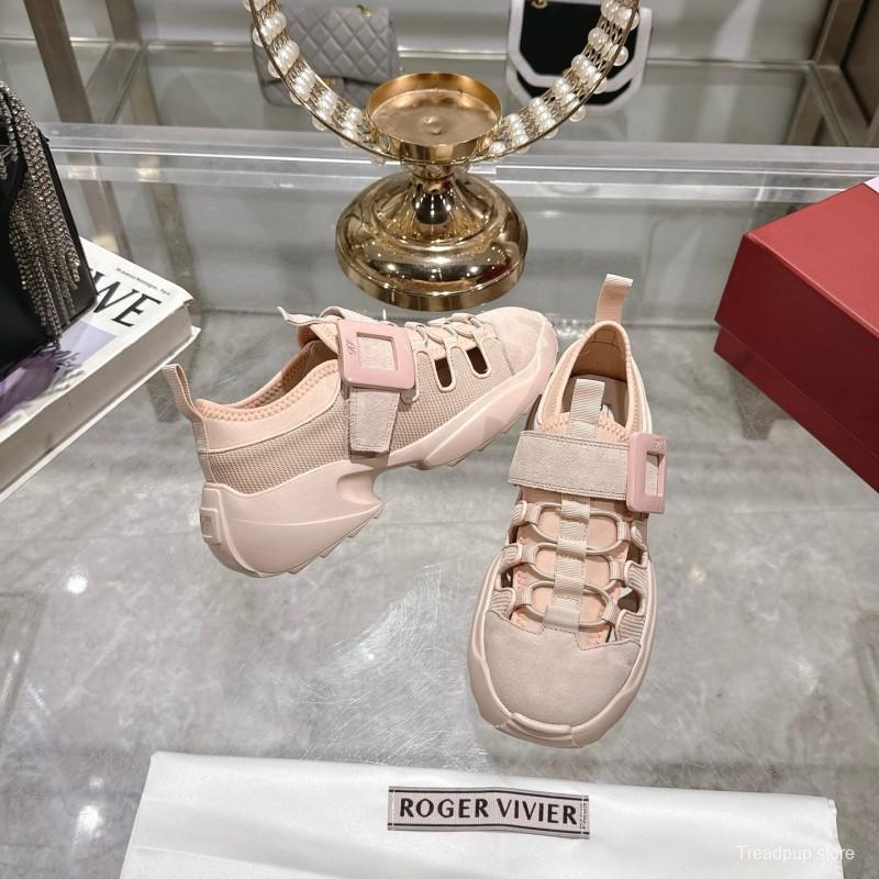 2025 Women RV Pink Knit Suede Sneakers LY00400