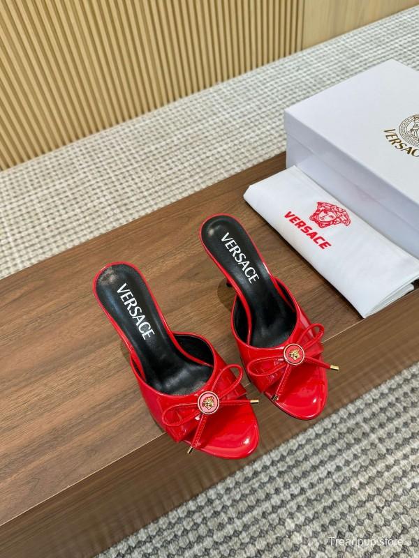 2025 Women VERSACE Red Patent Leather High Heel Bow LY00210