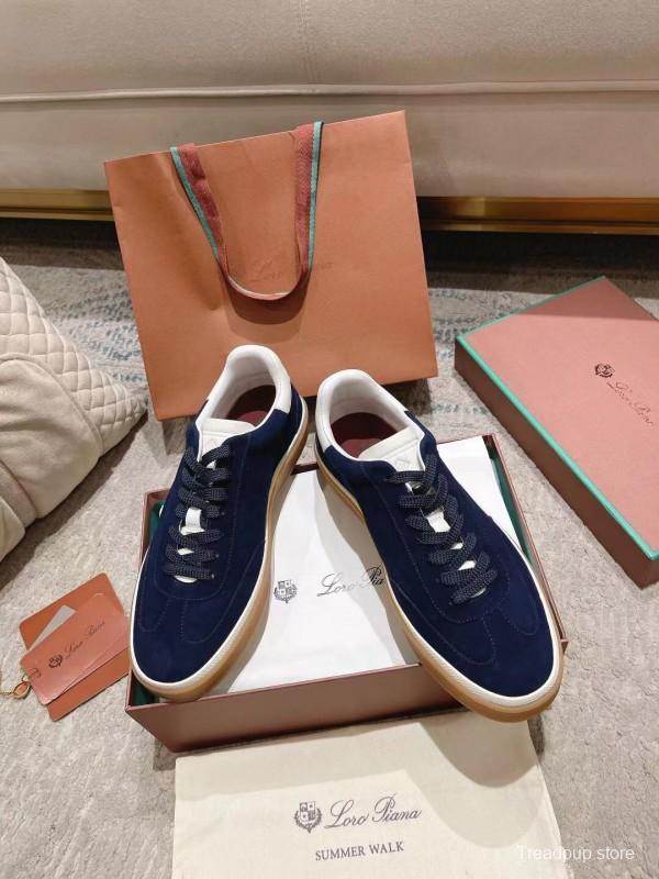 2025 Unisex Le Parmentier Navy White Suede Leather Sneakers LY00320(F)/LY00330(M)