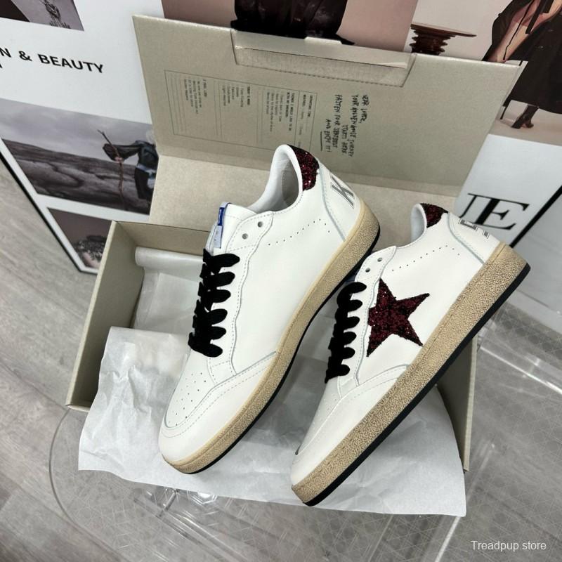 2024 Unisex GGDB White Burgundy Leather Sneakers MJ00260