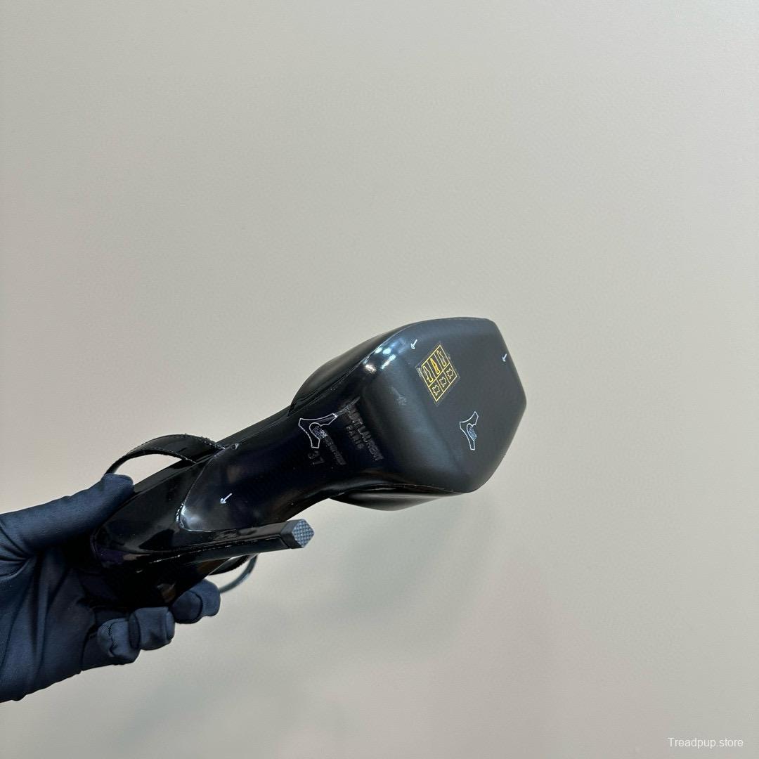 2025 Women Yves Saint Laurent Black Patent Leather Slingback Pumps MJ00280