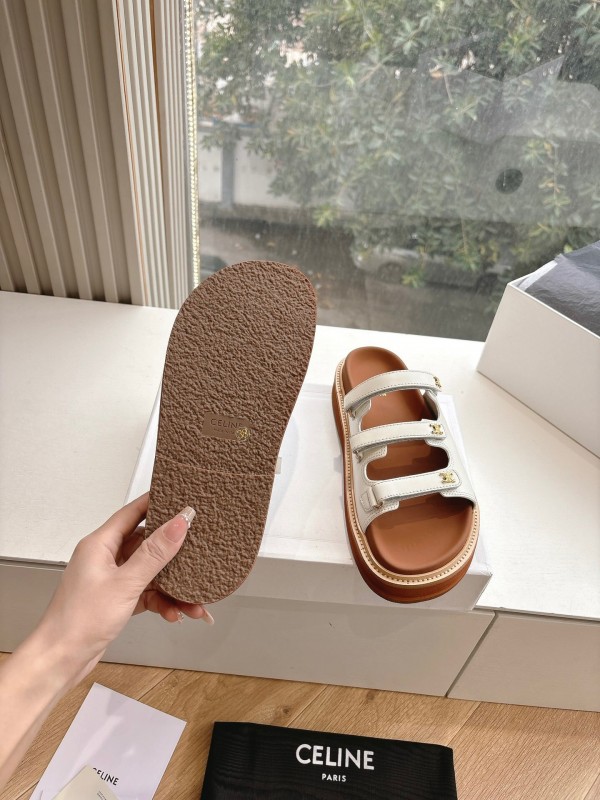2025 CELINE White Leather Sandals