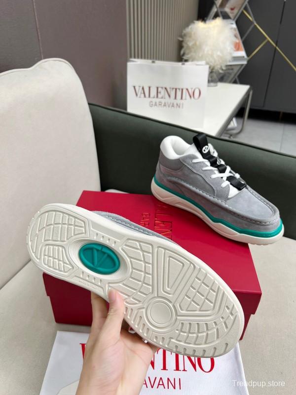 2025 Unisex Valentino Grey White Green Leather Mesh Sneakers LY00390