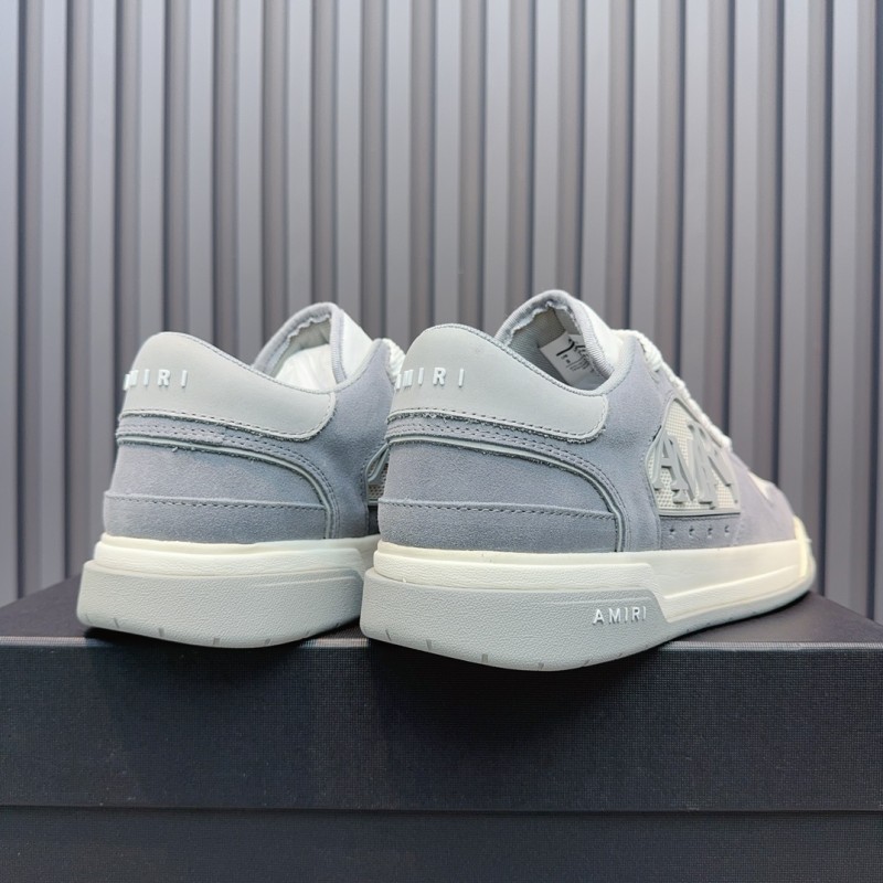 2025 Unisex Amiri White Grey Leather Suede Sneakers MJ00360
