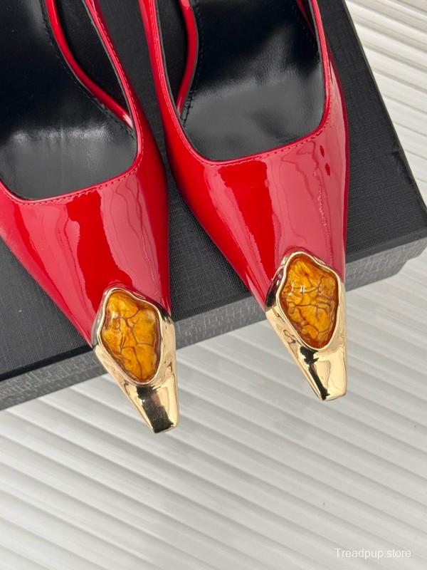 2024 Women Yves Saint Laurent Red Patent Leather Pumps MJ00330