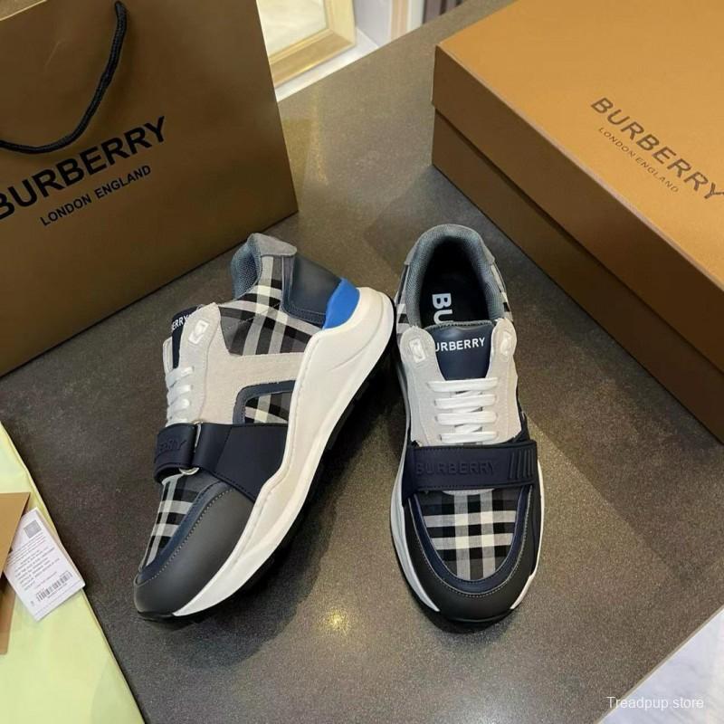 2025 Unisex Burberry Black White Beige Suede Leather Cotton Sneakers Vintage Check MJ00360